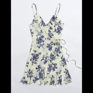 SHEIN ruffle trim wrap tie floral slip dress - M